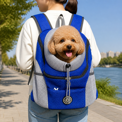 Ortekor Hands-Free & Safety Lock Oxford Mesh Dog Carrier Backpack (Machine-Washable)
