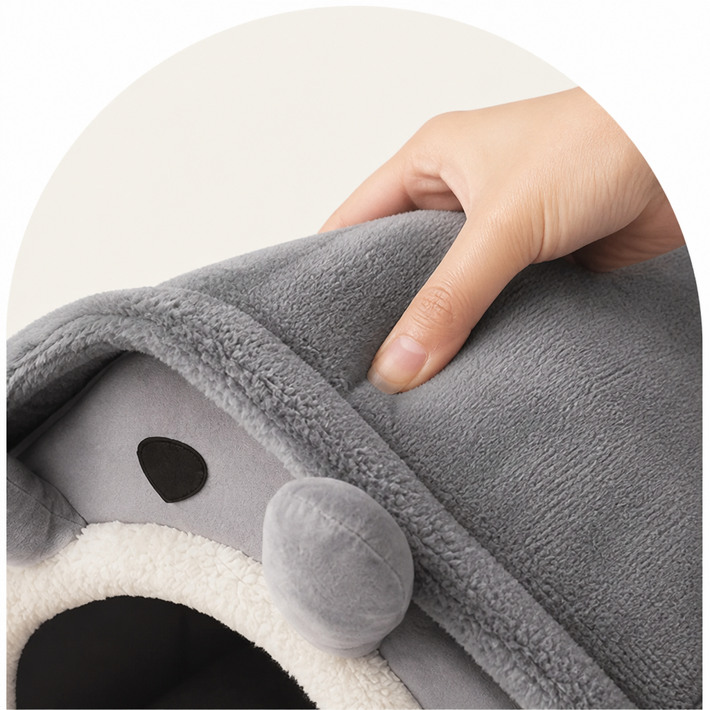 Casita para mascotas Ortekor de terciopelo afelpado y franela con calefacción (cojín extraíble)