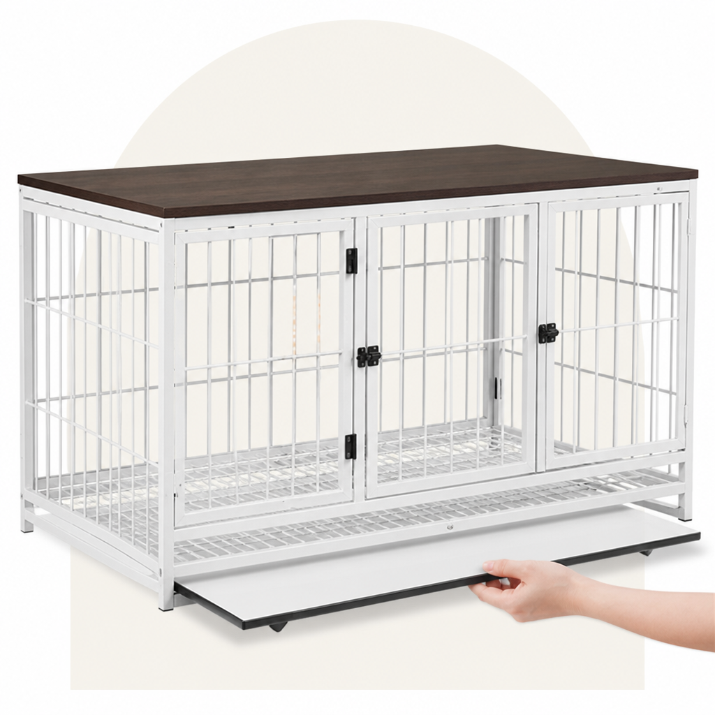 Jaula para perros de 3 puertas de alta resistencia Ortekor (bandeja deslizante extraíble)