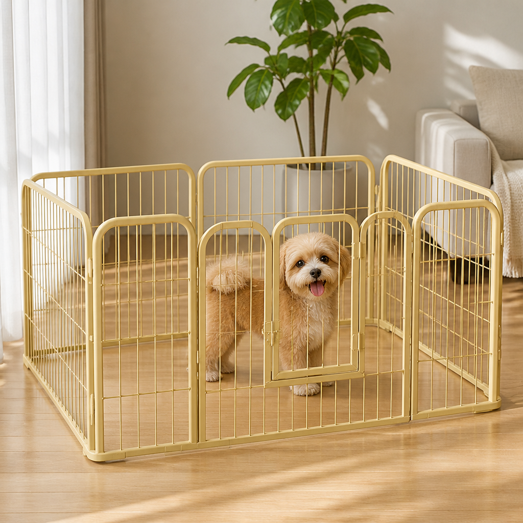Ortekor Heavy-Duty Foldable Wood & Steel Pet Playpen