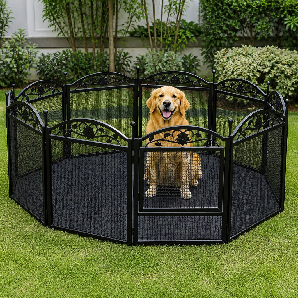 Ortekor Heavy-Duty Metal Foldable Dog Playpen (With Waterproof Pad)
