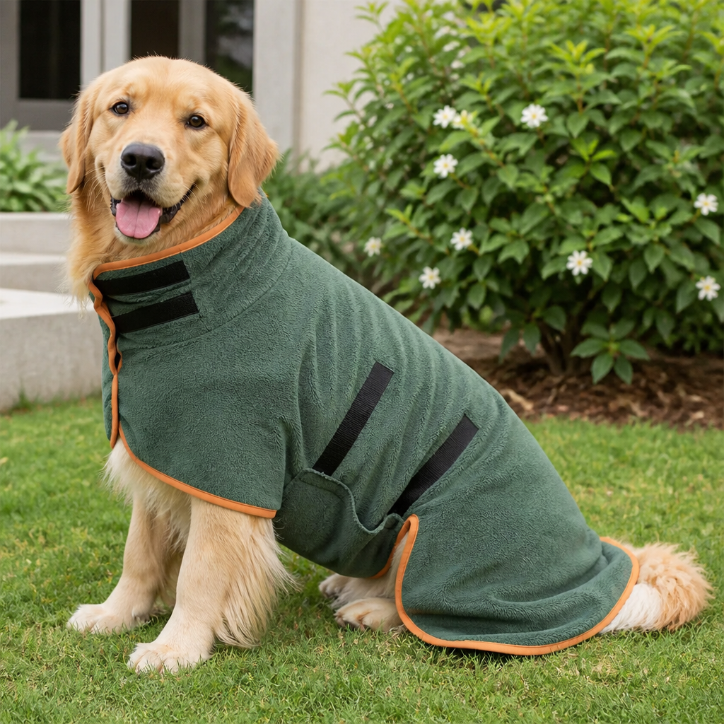 Ortekor Highly Absorbent & Quick-Dry Hooded Dog Towel (Bathrobe Style)