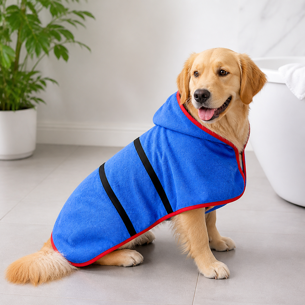 Ortekor Highly Absorbent & Quick-Dry Hooded Dog Towel (Bathrobe Style)