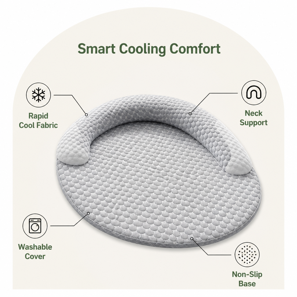 Ortekor Honeycomb Cooling Non-Slip Dog Mat (Removable Cover)