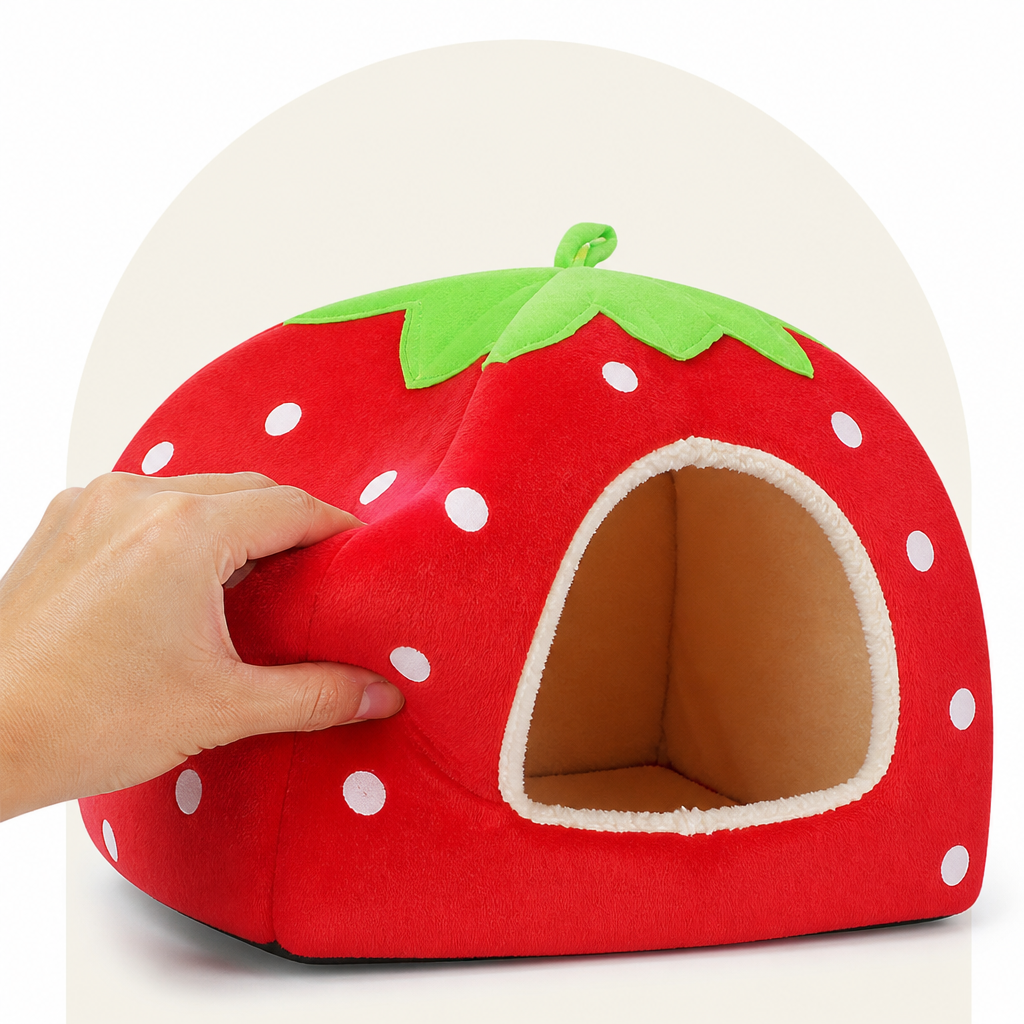 Ortekor Hooded Plush Pet Cave Bed (Removable Cushion)