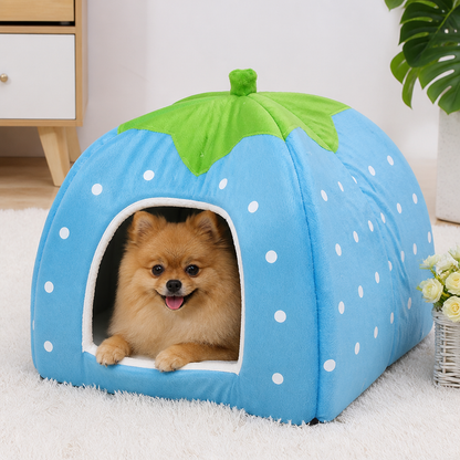 Ortekor Hooded Plush Pet Cave Bed (Removable Cushion)