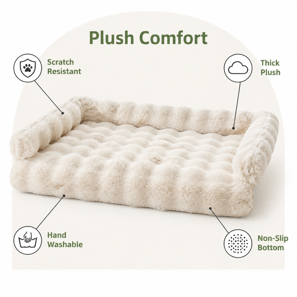 Ortekor Imitation Rabbit Fur & Anti-Slip Dog Bed