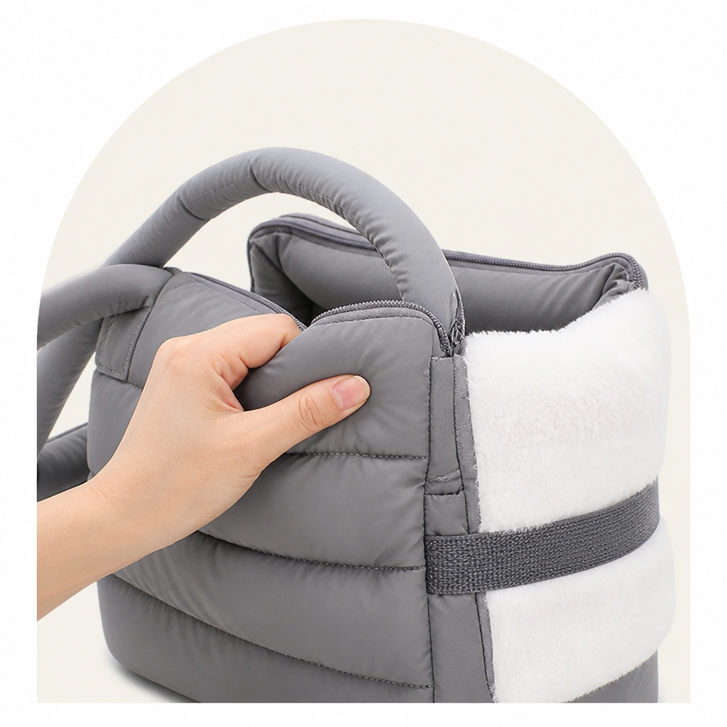 Ortekor Insulated Faux-Fur & Windproof Nylon Pet Carrier (Includes Two Mats)