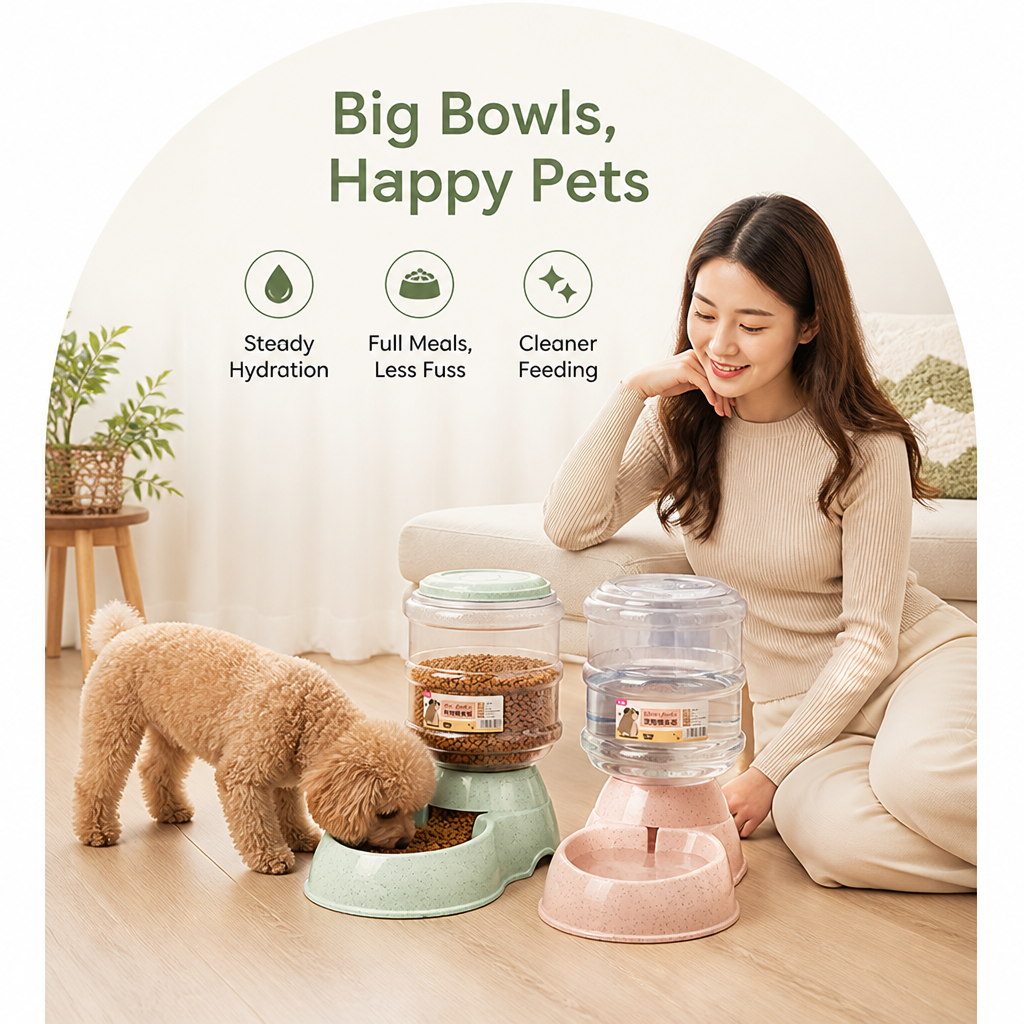 Ortekor Large Capacity Automatic Food & Water Feeder (Removable Bowls)