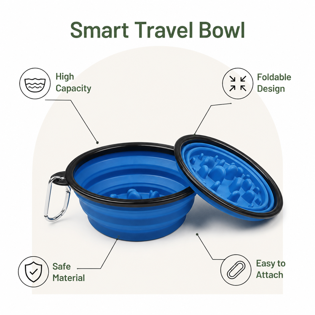Ortekor Large Capacity Collapsible Travel Dog Bowl
