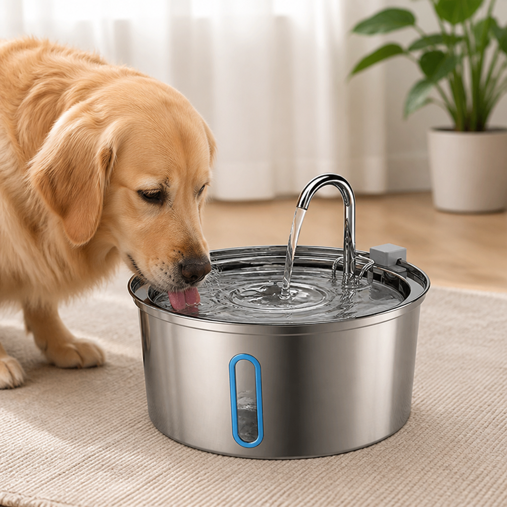 Ortekor Large-Capacity Filtered Pet Water Fountain (Water-Level Window)