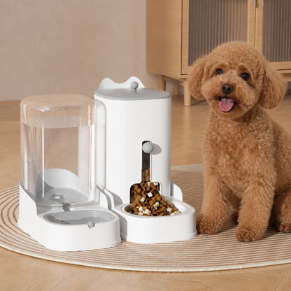 Ortekor Large Capacity Gravity-Fed Ceramic Pet Feeder & Water Dispenser