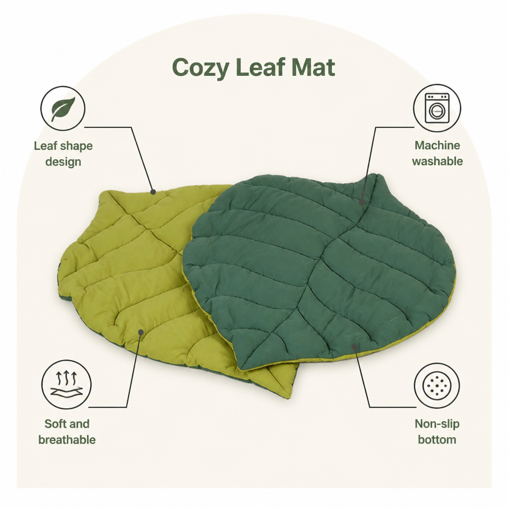 Ortekor Leaf-Shape Machine-Washable & Non-Slip Pet Mat