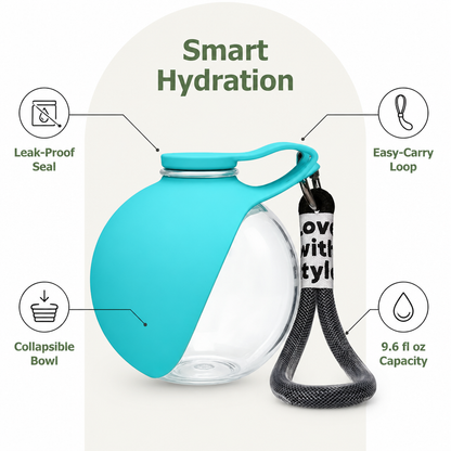 Ortekor Leak-Proof Collapsible Silicone Travel Pet Water Bottle (285ml)