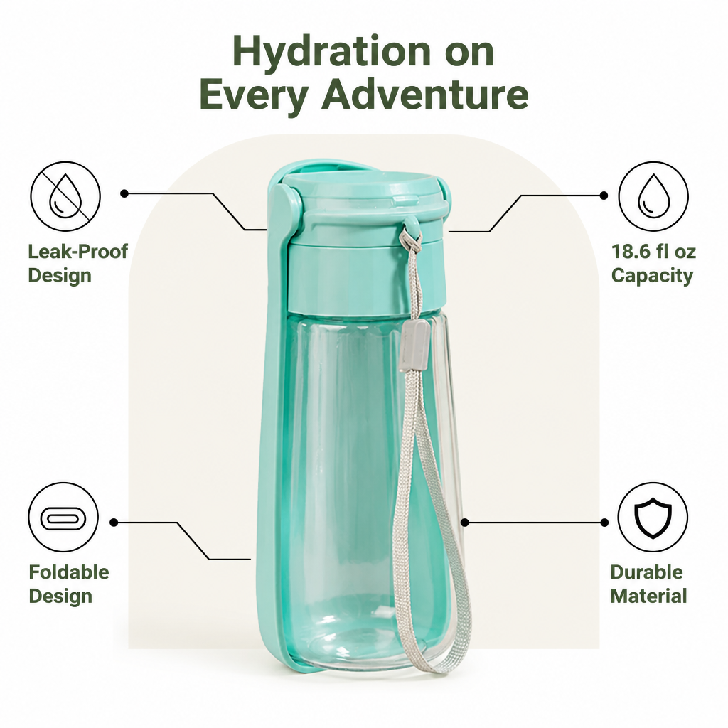 Ortekor Leak-Proof Foldable Pet Water Bottle