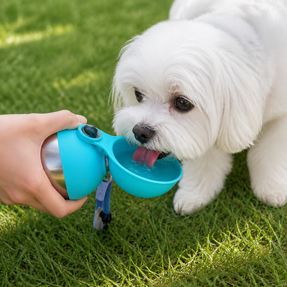 Botella de agua para perros de acero inoxidable a prueba de fugas Ortekor (tazón extraíble)