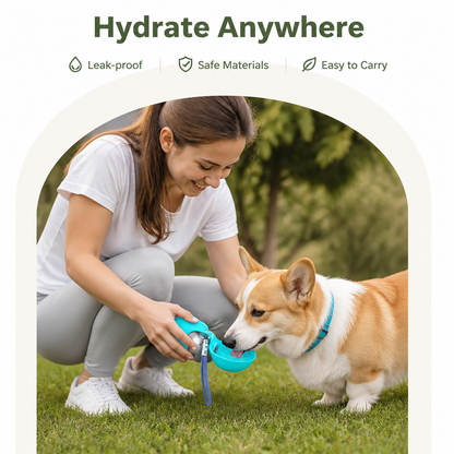 Botella de agua para perros de acero inoxidable a prueba de fugas Ortekor (tazón extraíble)