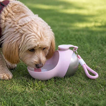 Botella de agua para perros de acero inoxidable a prueba de fugas Ortekor (tazón extraíble)
