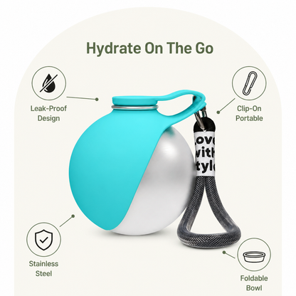 Ortekor Leak-Proof Stainless-Steel & Foldable Silicone Dog Water Bottle