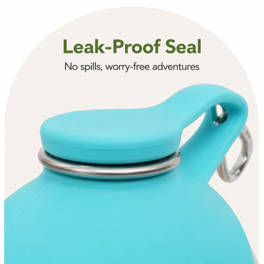 Ortekor Leak-Proof Stainless-Steel & Foldable Silicone Dog Water Bottle