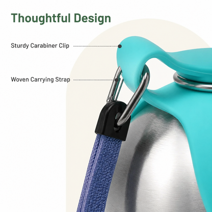 Ortekor Leak-Proof Stainless-Steel & Foldable Silicone Dog Water Bottle