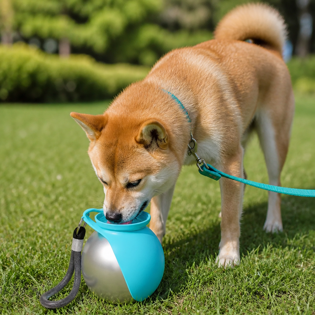 Ortekor Leak-Proof Stainless-Steel & Foldable Silicone Dog Water Bottle