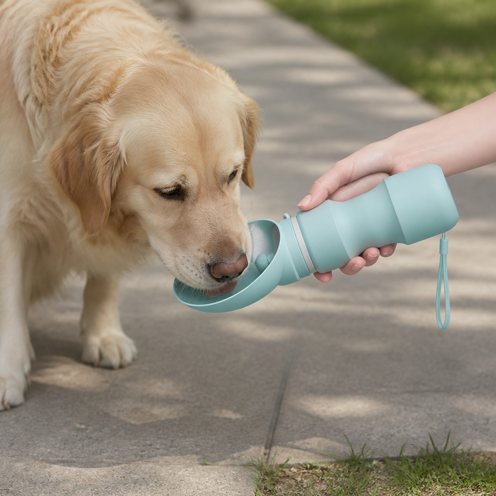 Ortekor Leakproof Foldable Food-Grade Silicone Dog Water Bottle