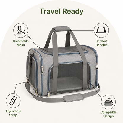 Ortekor Lightweight Collapsible Mesh Pet Carrier (Adjustable Strap)