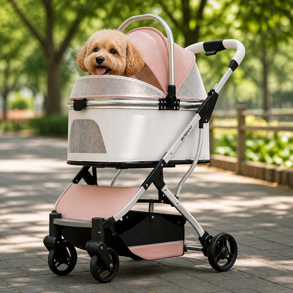 Ortekor Lightweight Foldable High-View Pet Stroller (Removable Basket)