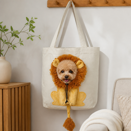 Ortekor Lion-Shaped Cotton Canvas Shoulder Carrier (Adjustable Zip)