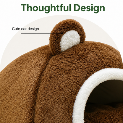 Ortekor Long Plush Hooded Pet Cave Bed