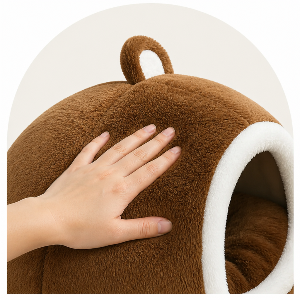 Ortekor Long Plush Hooded Pet Cave Bed