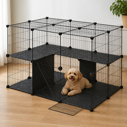 Ortekor Modular Metal & Plastic Mesh Small Pet Playpen (Door Included)