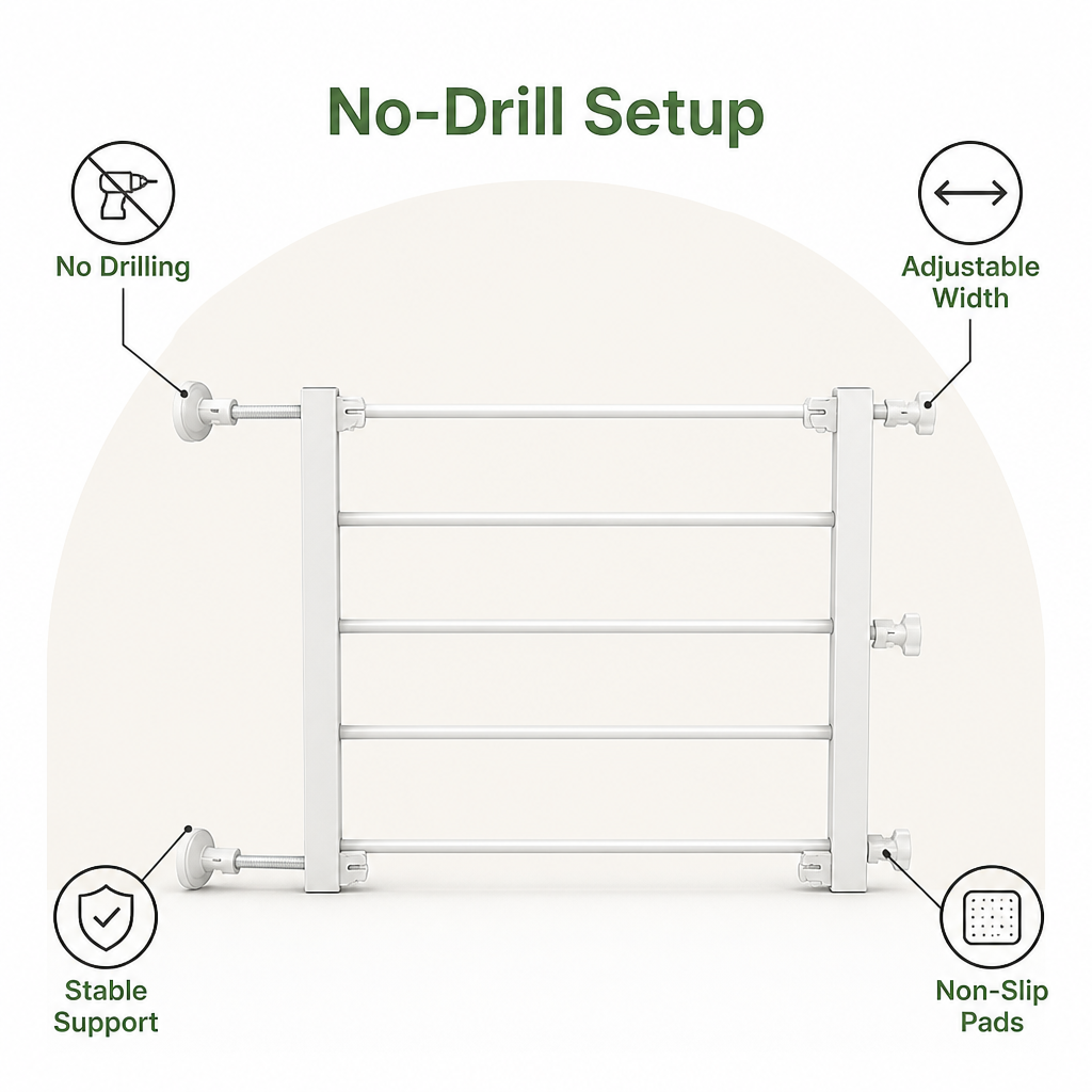 Ortekor No-Drill Retractable Dog Gate (Adjustable Width)