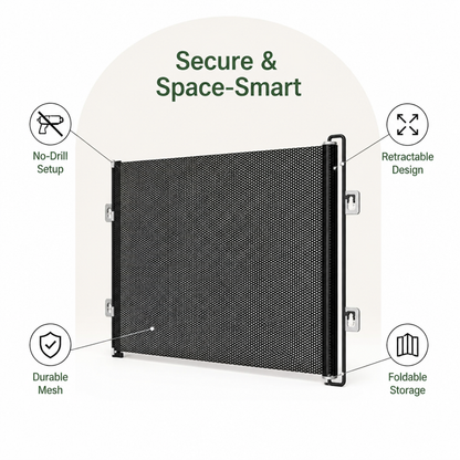 Ortekor No-Drill Retractable & Foldable Safety Gate (Up To 49 In)