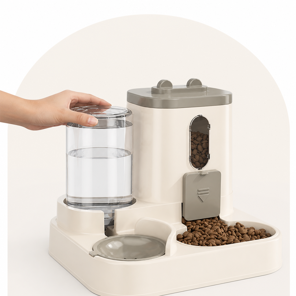 Ortekor Non-Electric Dual-Bin Spill-Proof Feeder & Waterer