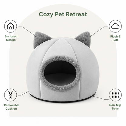 Ortekor Non-Slip Plush Cat Cave Bed (Removable Cushion)