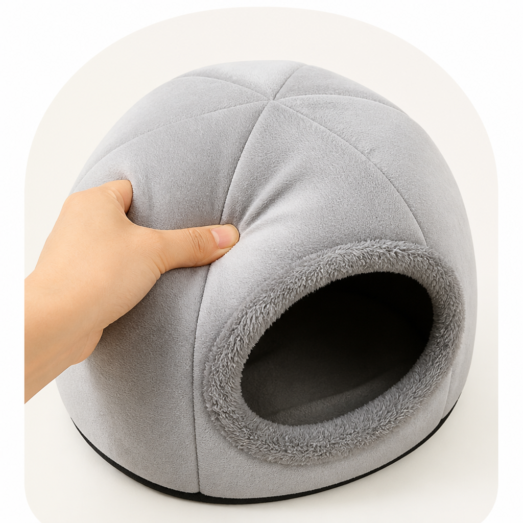 Ortekor Non-Slip Plush Cat Cave Bed (Removable Cushion)
