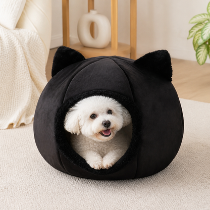 Ortekor Non-Slip Plush Cat Cave Bed (Removable Cushion)