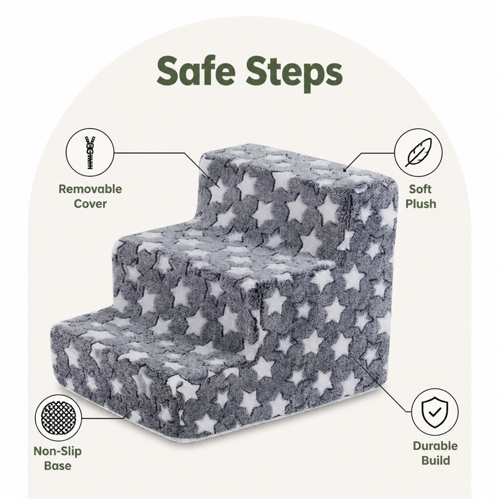 Ortekor Non-Slip Plush Pet Stairs (Removable Washable Cover)