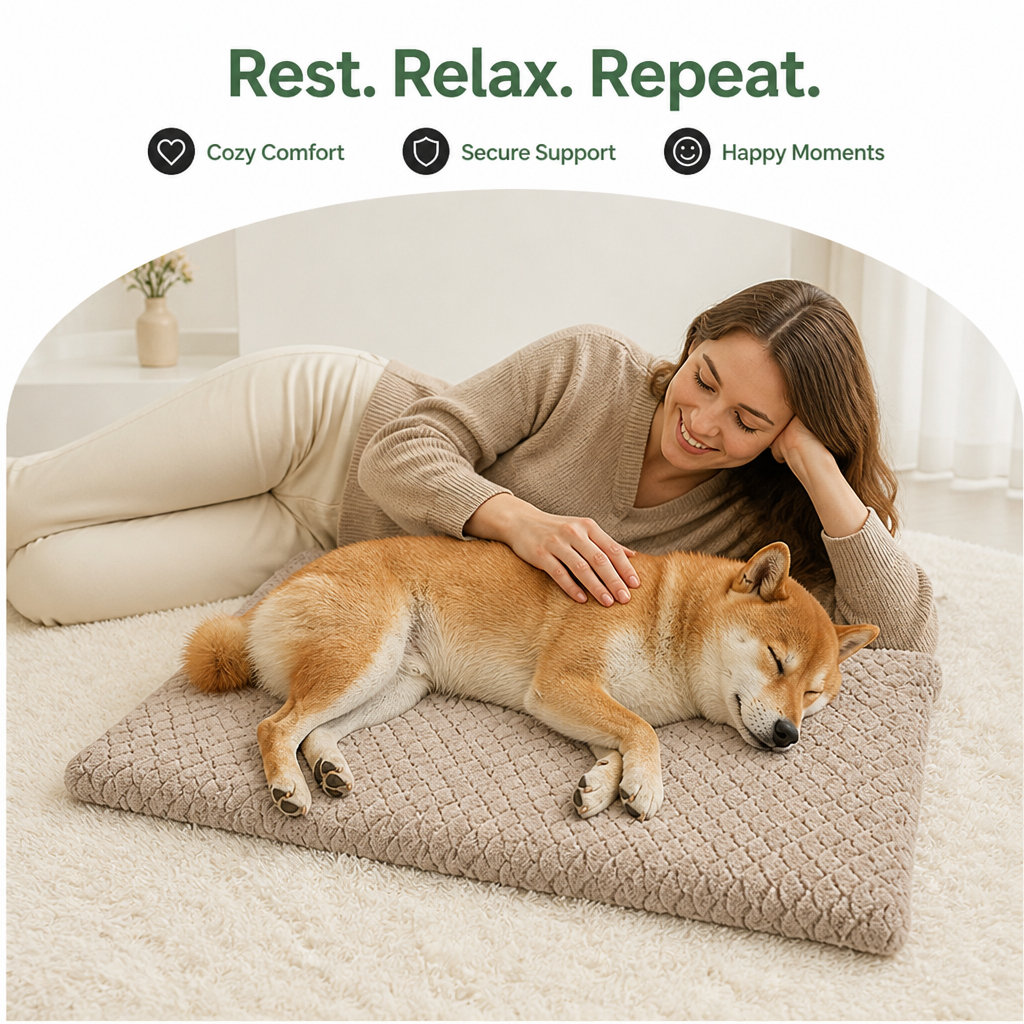 Cama ortopédica de espuma viscoelástica para perros Ortekor con funda de piel sintética lavable (base impermeable antideslizante)