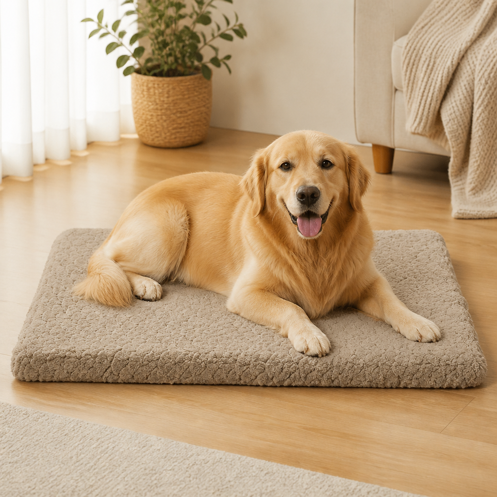 Cama ortopédica de espuma viscoelástica para perros Ortekor con funda de piel sintética lavable (base impermeable antideslizante)
