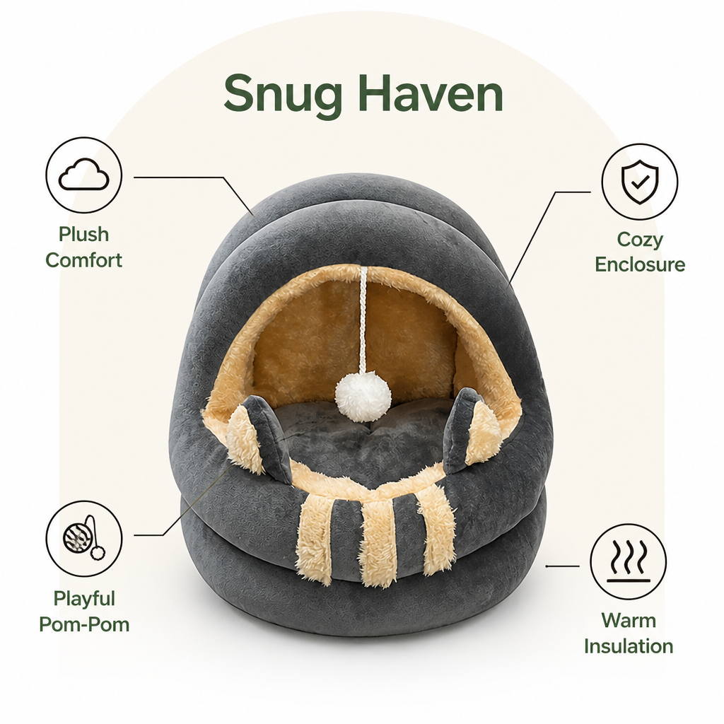 Ortekor Plush Arctic Velvet & Insulated Cat Cave Bed