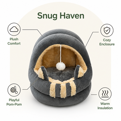 Ortekor Plush Arctic Velvet & Insulated Cat Cave Bed