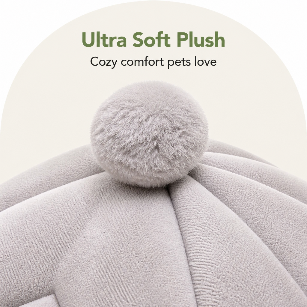 Ortekor Plush Coral Velvet Cat & Small Dog Cave Bed (Machine-Washable)