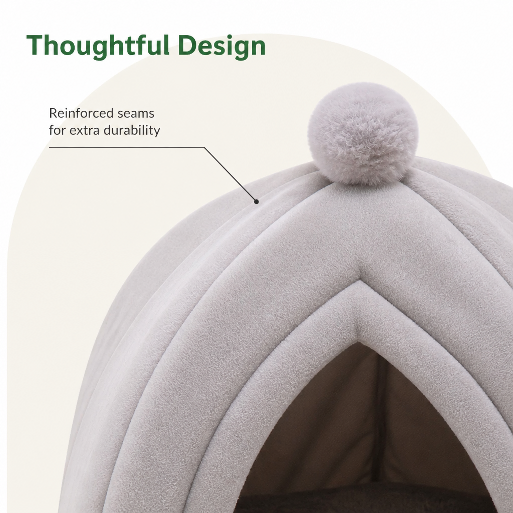 Ortekor Plush Coral Velvet Cat & Small Dog Cave Bed (Machine-Washable)