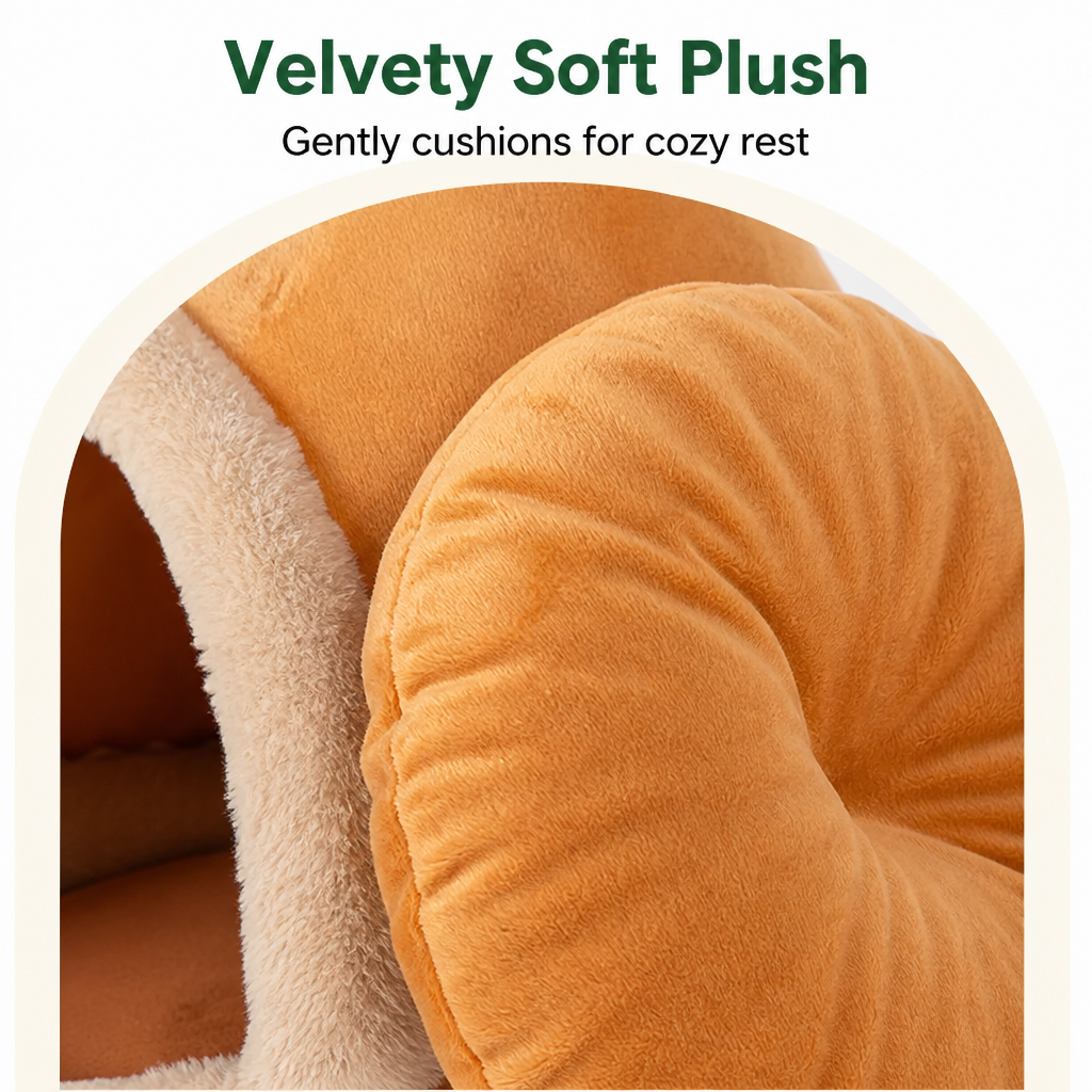 Ortekor Plush Coral Velvet & Cotton-Filled Pet Teepee