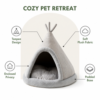 Ortekor Plush Coral Velvet & PP Cotton Pet Teepee