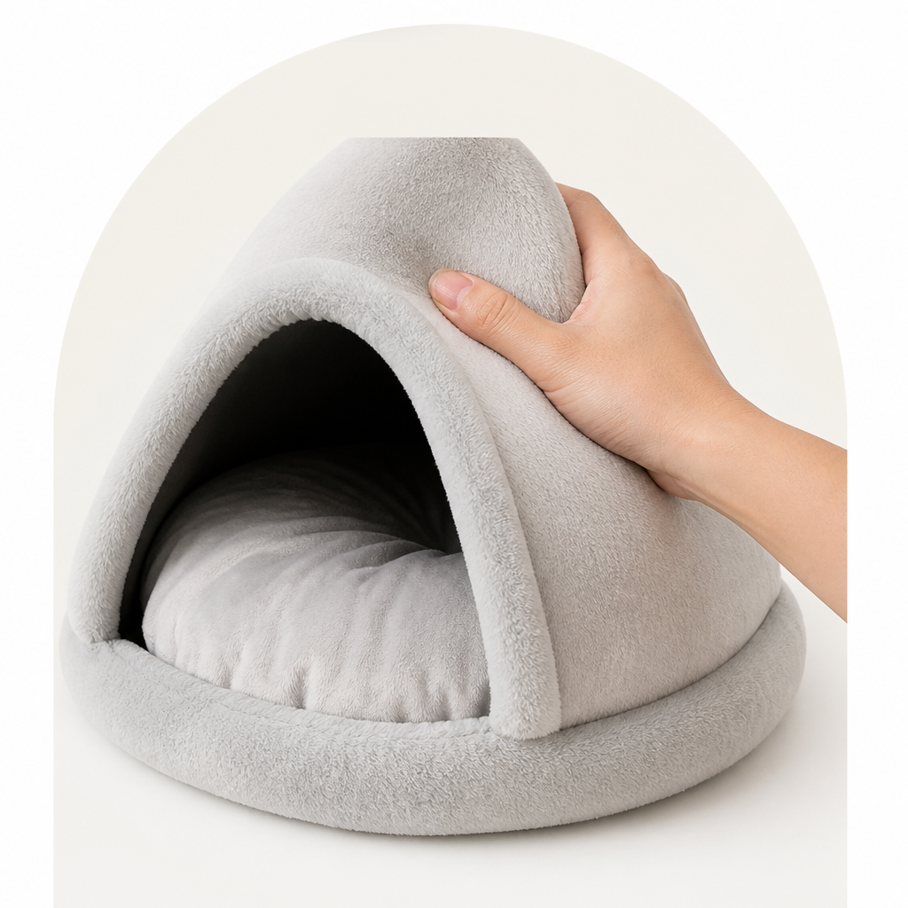 Ortekor Plush Coral Velvet & PP Cotton Pet Teepee