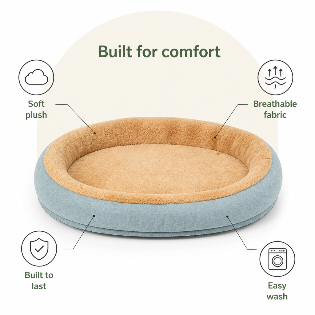 Ortekor Plush Corduroy Washable & Breathable Pet Bed